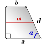 боковая сторона (d) прямоугольной трапеции через площадь