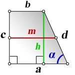 Формулы средней линии прямоугольной трапеции через основание, высоту и углы