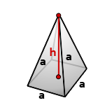 Объем правильной четырехугольной пирамиды