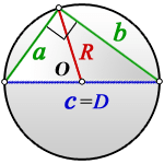 Рисунок для задачи прямоугольный треугольник вписан в окружность