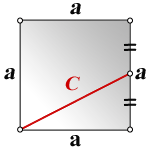 сторона квадрата через линию выходящую из угла на середину стороны квадрата