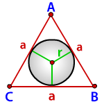 Радиус вписанной окружности в равносторонний треугольник