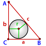 Радиус вписанной окружности в прямоугольный треугольник