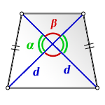 Формула площади равнобедренной трапеции через диагонали и угол между ними 